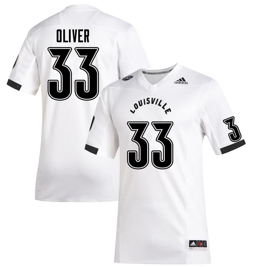 Men #33 Bralyn Oliver Louisville Cardinals College Football Jerseys Sale-White - Click Image to Close